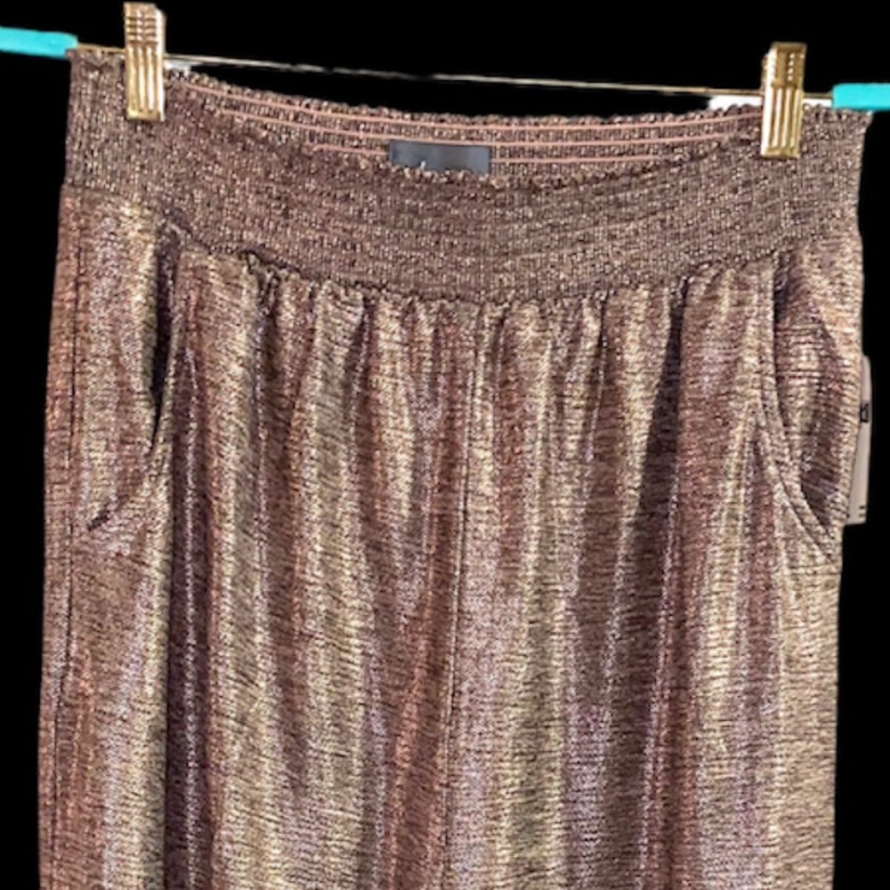 Anthropologie Nwt lightweight, metallic rose jogger pant, stretchy, size Medium - Picture 5 of 12